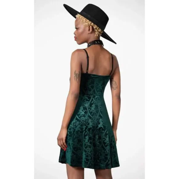 KillStar Mistress Of Mayhem Skater Dress - Emerald Green S - Picture 2 of 10